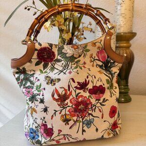 Gucci Flora Bamboo Handbage-VGUC
